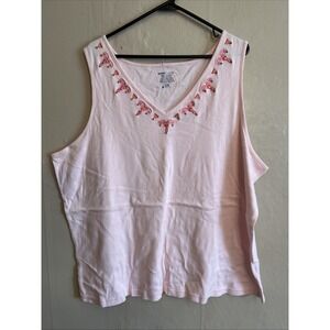 basic‎ editions 3X Pink Tank Top V Neck Cotton Knit